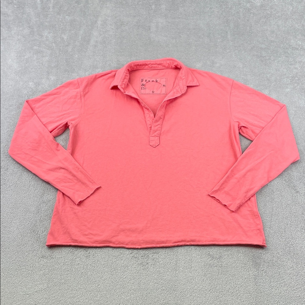 NEW Frank & Eileen XS 100% Cotton Coral Long Sleeve Patrick Popover Top USA FLAW